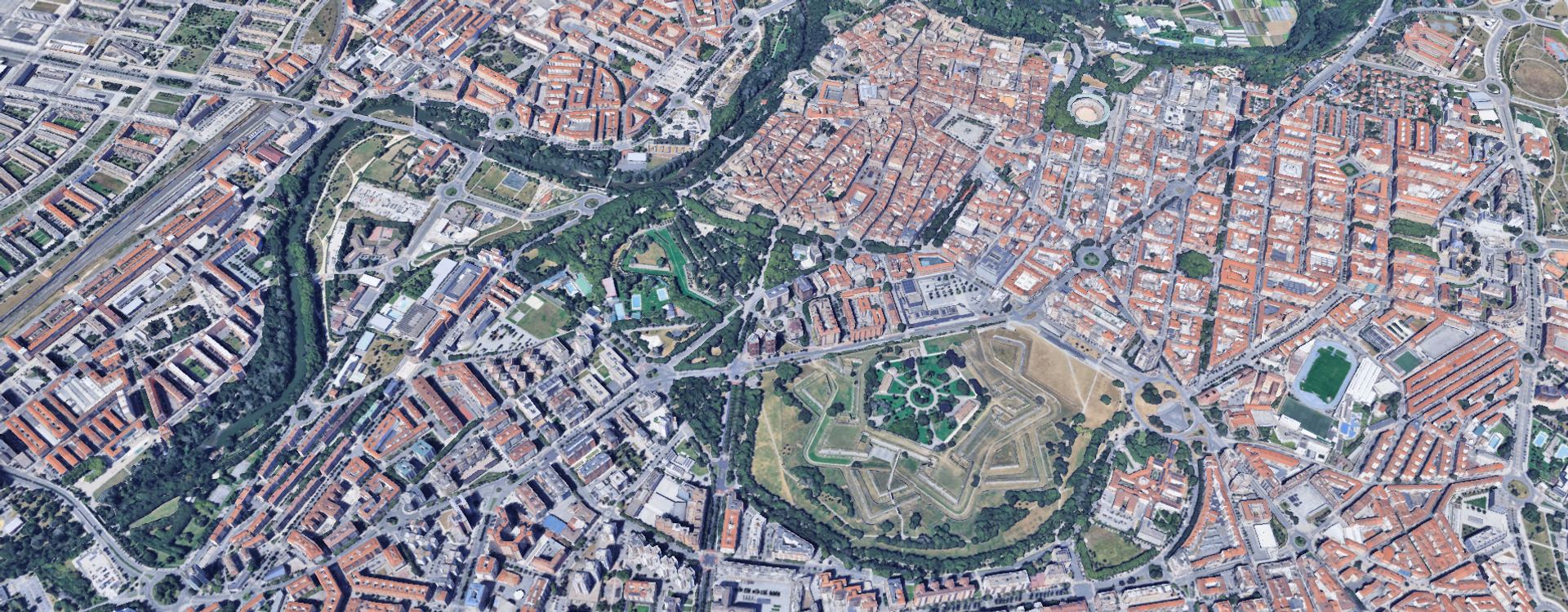 Vista aérea de Pamplona, Navarra - Sede de ASIGES